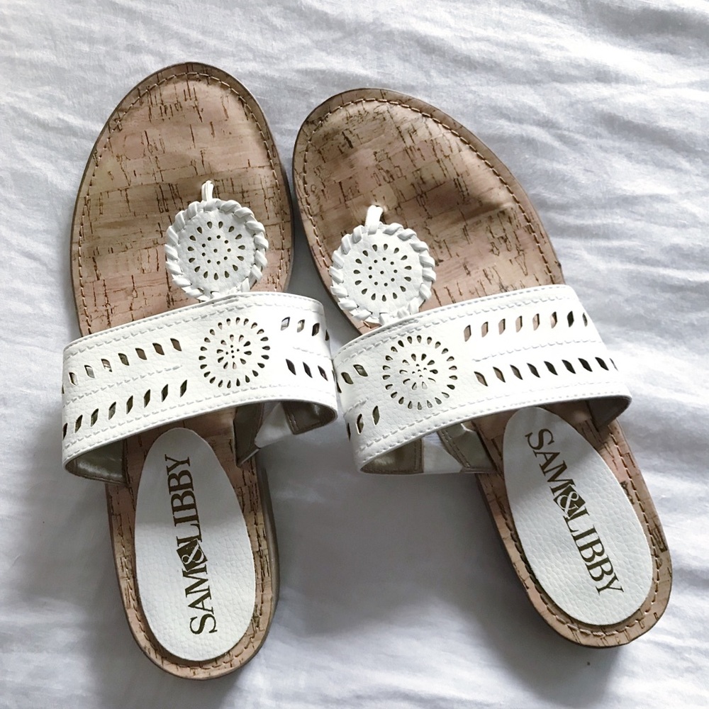 sam & libby white sandals